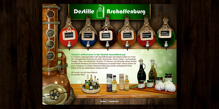 Internetauftritt Destille Aschaffenburg